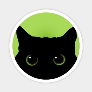 Peek-a-Boo Black Cat (Green) Magnet